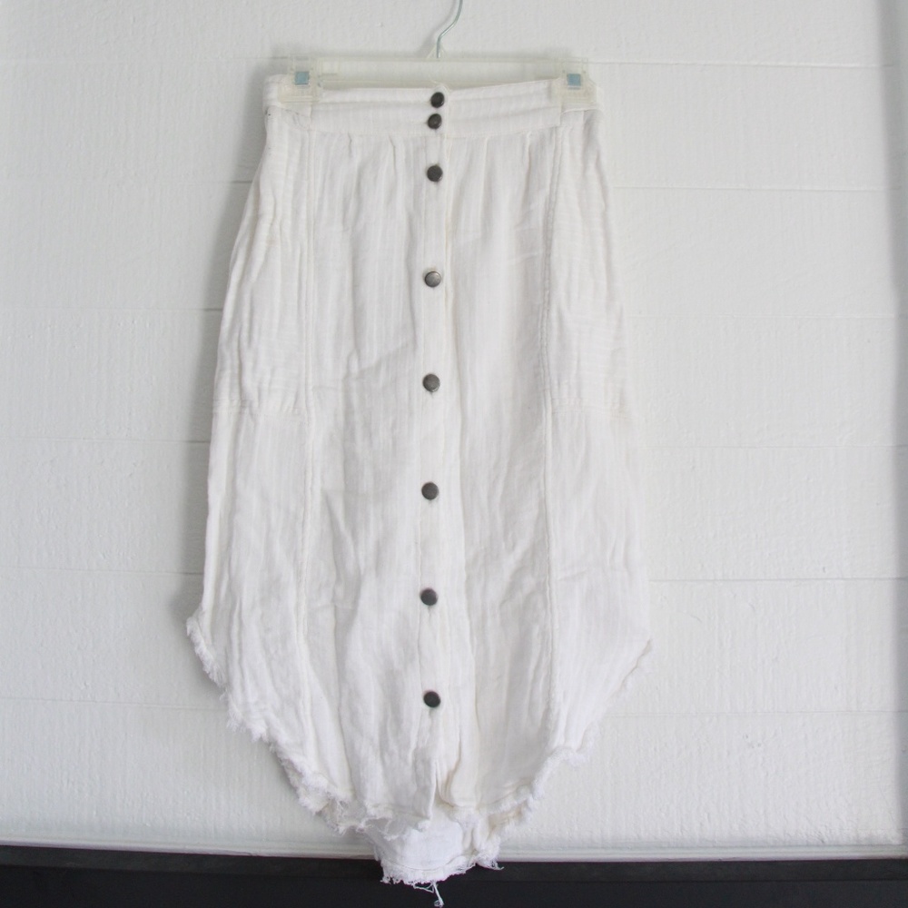 Free People White Button Down Skirt